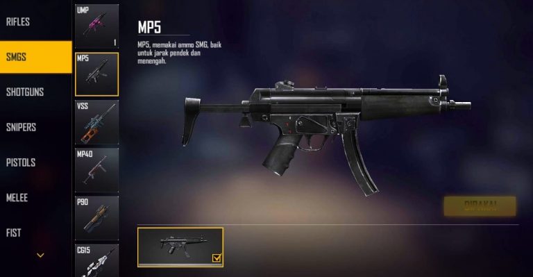 mp5 senjata baru free fire yang melegenda di dunia