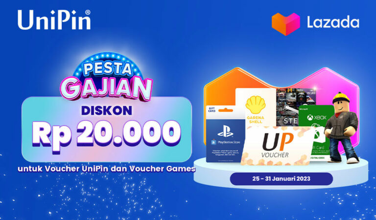 Diskon 20rb Voucher UniPin dan Voucher Games di Pesta Gajian Lazada