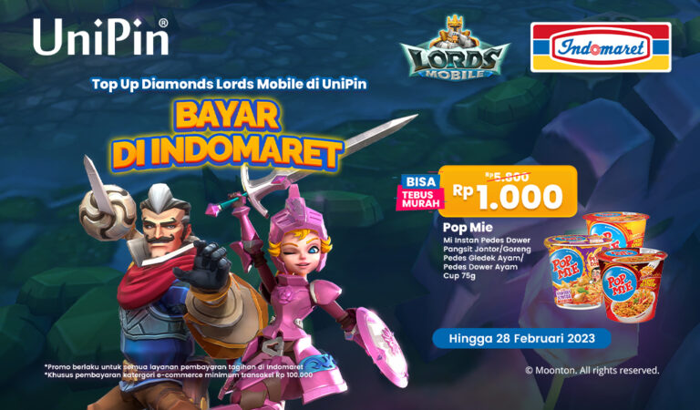 Top Up Diamonds Lords Mobile di UniPin, Tebus Murah POP MIE Pedes Dower Hanya Rp1,000