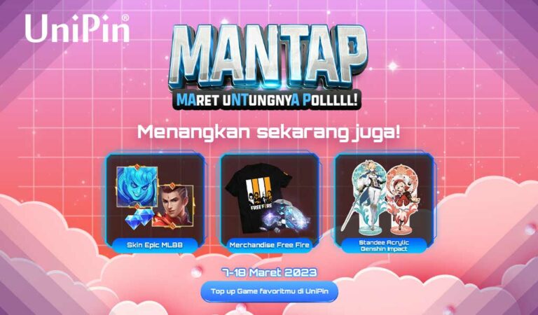 Top Up Game Favoritmu di UniPin & Menangkan Skin Epic Eksklusif + 20 Diamonds MLBB, Merchandise Free Fire & Standee Acrylic Genshin Impact!