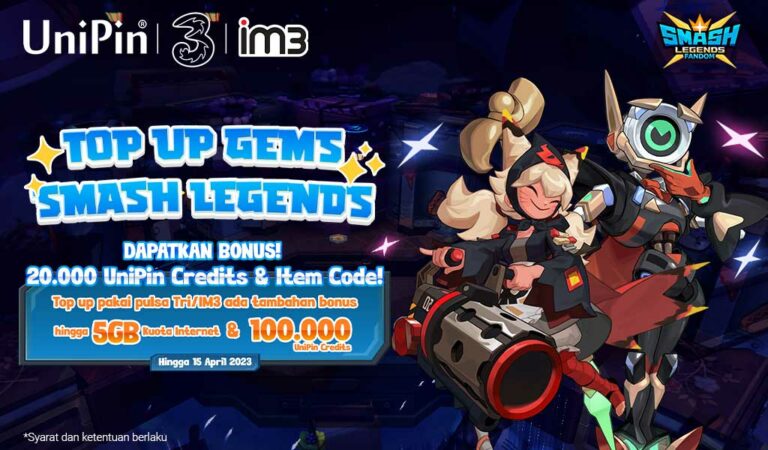 Top Up Smash Legends dengan Pulsa Tri & IM3, Dapatkan Beragam Bonusnya!