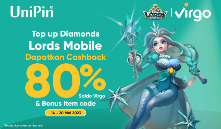 Top Up Diamonds Lords Mobile Pakai Virgo Cashback 80% & Dapatkan Bonus Item Code