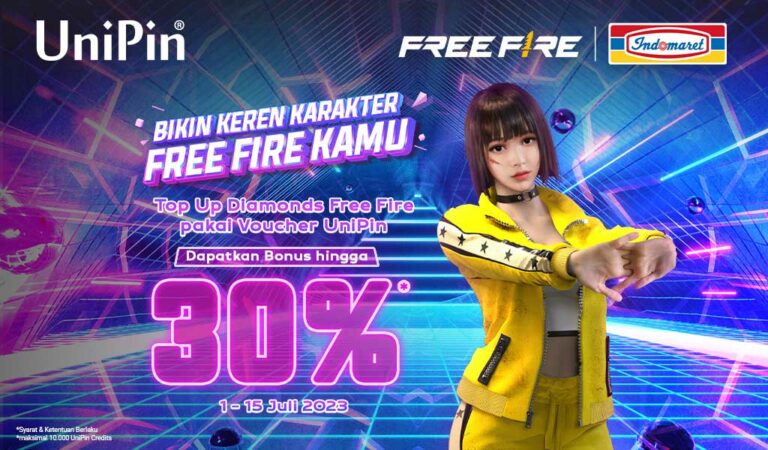 Bikin Keren Karakter Free Fire Kamu dan Dapatkan Bonus hingga 30% dari UniPin