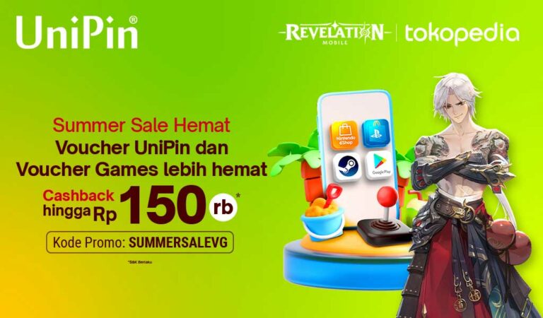 Promo Cashback Rp 150 Ribu Voucher UniPin dan Voucher Games di Tokopedia