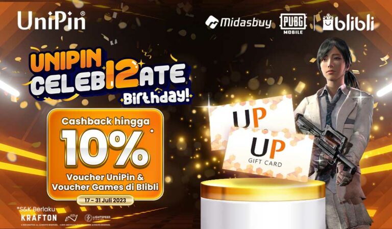 Promo Cashback 10% Voucher UniPin di #UniPinCeleb12ate bareng Blibli 2023