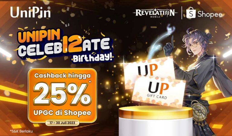 Promo Cashback 25% Voucher UniPin di #UniPinCeleb12ate bareng Shopee 2023