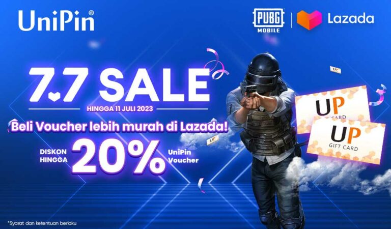 Promo Diskon Hingga 20% Voucher UniPin di 7.7 Sale Lazada 2023