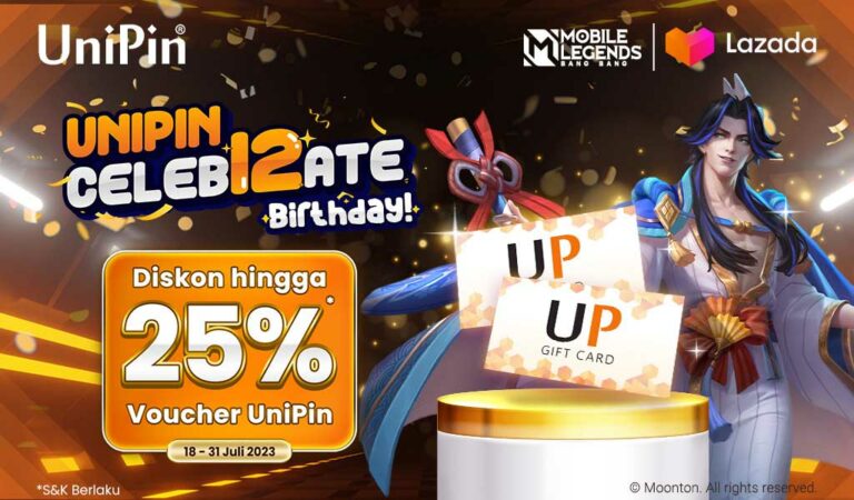 Promo Diskon hingga 25% Voucher UniPin di #UniPinCeleb12ate bareng Lazada 2023