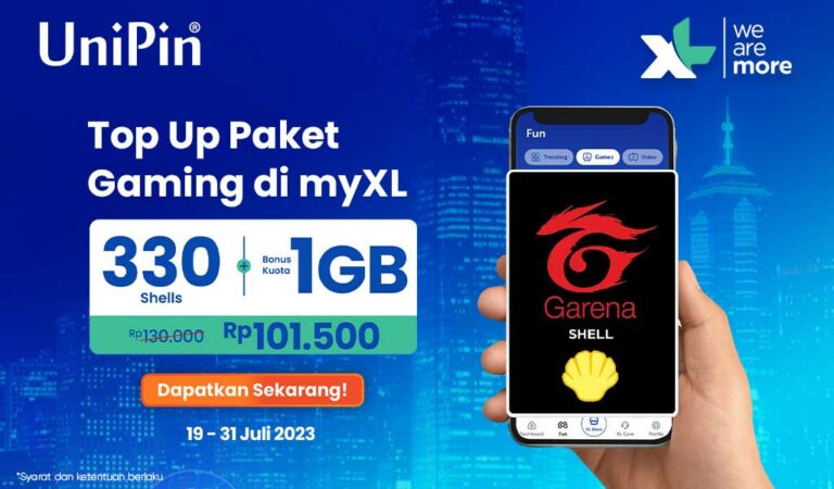 Top Up Garena Shell 330 di MyXL dan Dapatkan Bonus Kuota 1GB