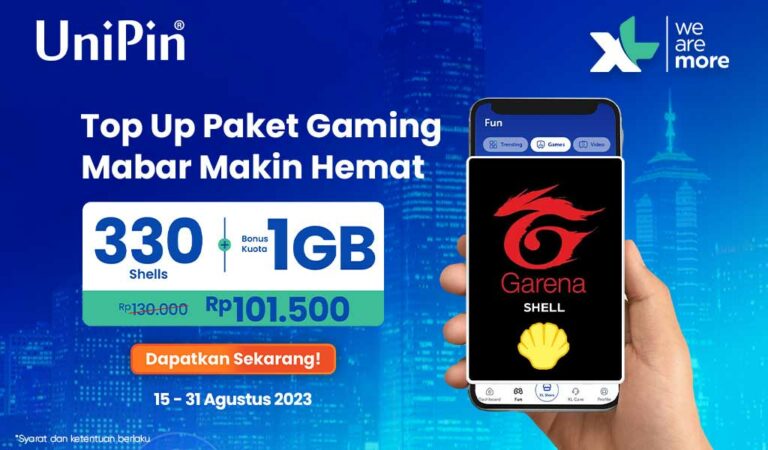 Top Up Garena Shell 330 di myXL dan Dapatkan Bonus Kuota 1GB