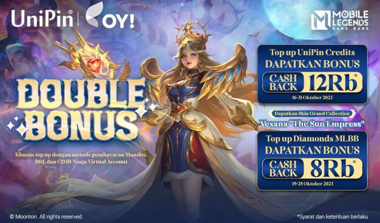 OY! Indonesia Top Up UniPin & MLBB, Cashback 20rb + Skin Vexana Baru!