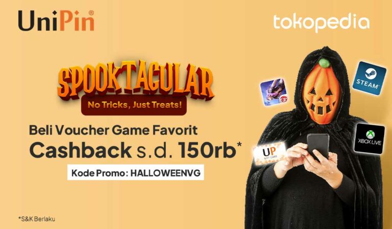 Spooktacular Cashback 150.000 dengan Beli Voucher Game di Tokopedia!