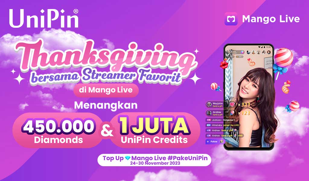 Thanksgiving di Mango Live: Menang 450K Diamonds dari UniPin