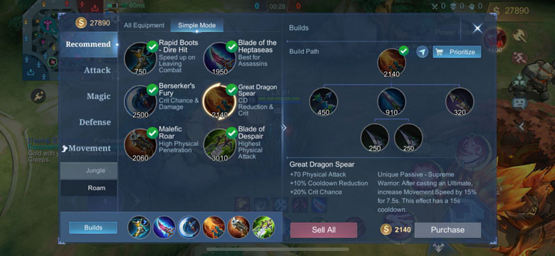 Tips Penggunaan Great Dragon Spear Mobile Legends