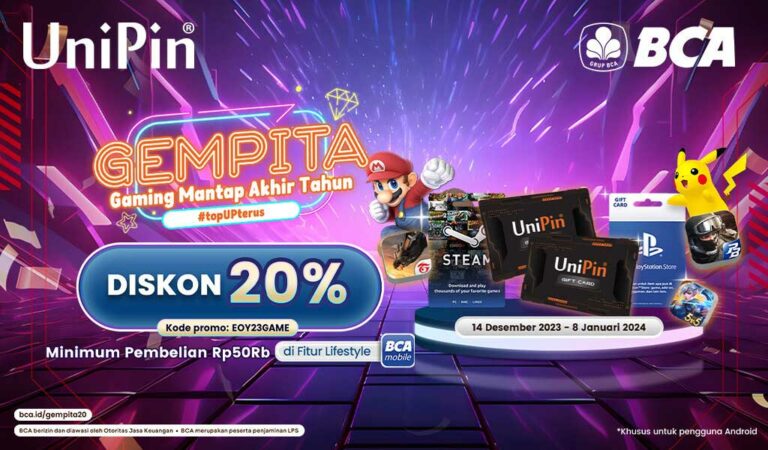 GEMPITA Bersama BCA dan UniPin - Top Up Voucher Game Diskon 20%