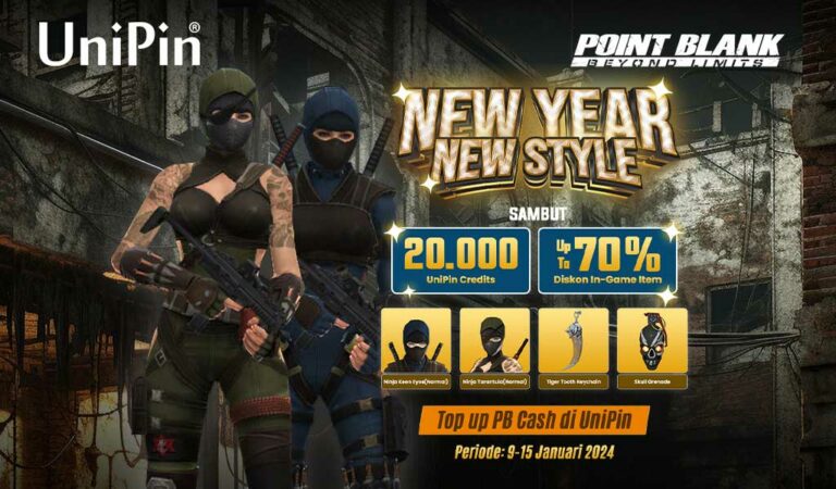 Diskon 70% + Cashback 20rb UC & Item PB di Tahun Baru!
