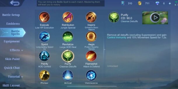 Purify Mobile Legends : Battle Spell Immune yang OP