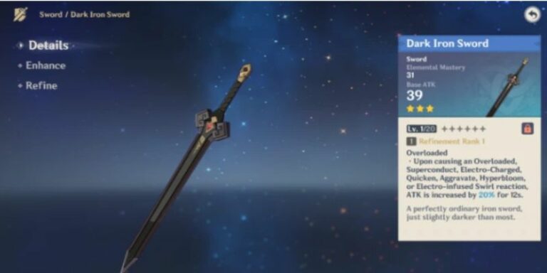 Dark Iron Sword Genshin