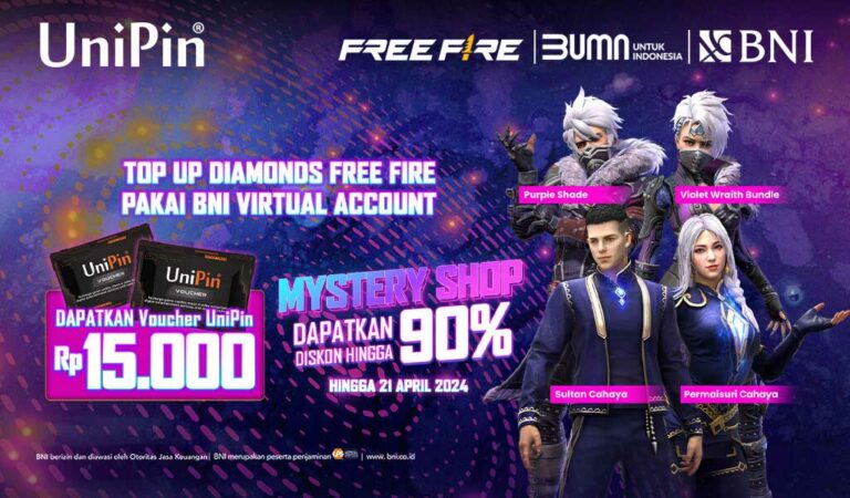 Mystery Shop Dapat Diskon 90% & Bonus Voucher UniPin Pakai BNI VA