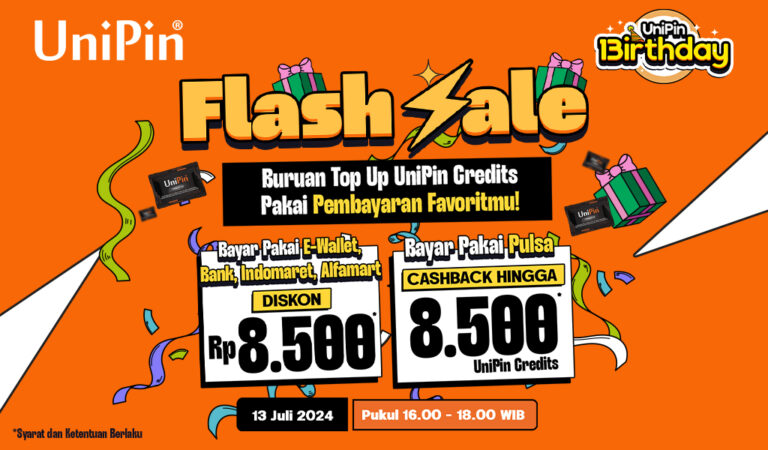 13IRTHDAY FLASH SALE - Waktunya Kejar Diskon & Cashback Kilat UniPin!