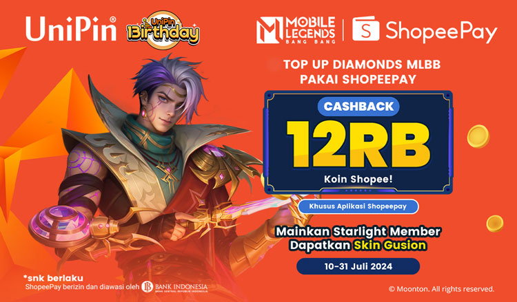 Top Up Diamonds MLBB di UniPin Cashback 90% Koin Shopee & Mainkan ...