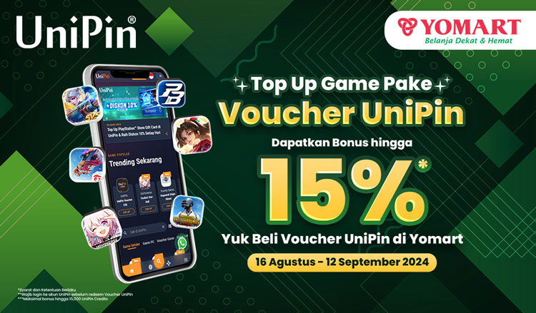 Beli Voucher UniPin di Yomart: Top Up Game Dapat Bonus hingga 15%