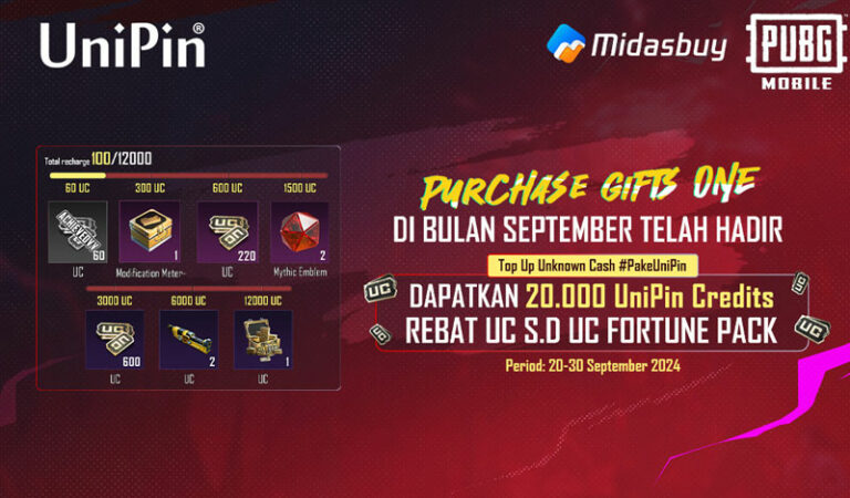 [Purchase-Gift-ONE---September]-Top-Up-Unknown-Cash-#PakeUniPin-&-Dapatkan-20.000-UniPin-Credits,-Rebat-UC-s.d-UC-Fortune-Pack