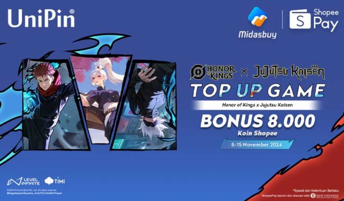 Honor of Kings x Jujutsu Kaisen! Top Up Token Pakai ShopeePay, Cashback 8Rb Koin Shopee!