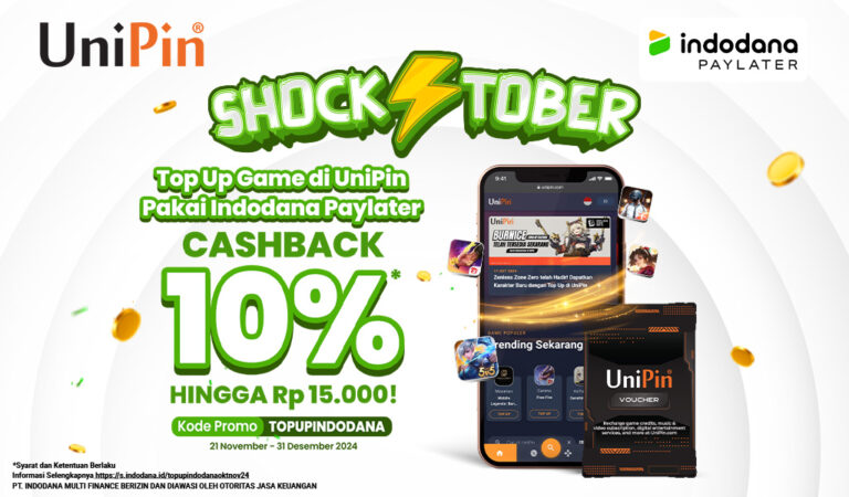 November - Top up Game Favorit Kamu Pakai Indodana Cashback 10% Hingga Rp 15,000!