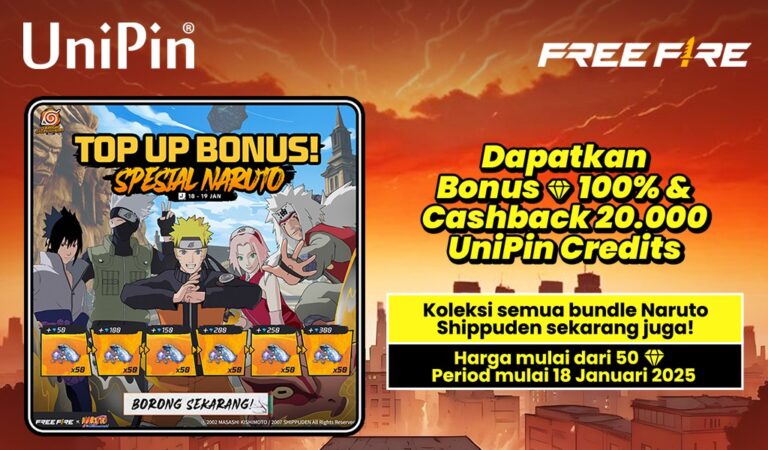 Top Up Diamonds FF Special Naruto - Bonus Diamond 100% & Cashback 20rb UC