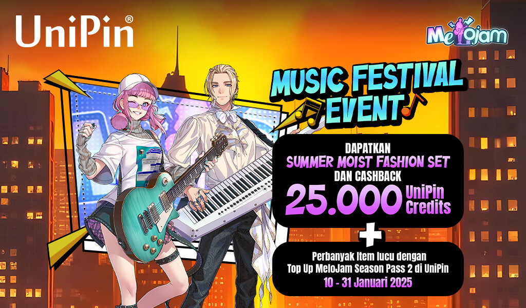 Top Up MeloJam di UniPin dan Dapatkan Cashback 25.000 UC + Item Set
