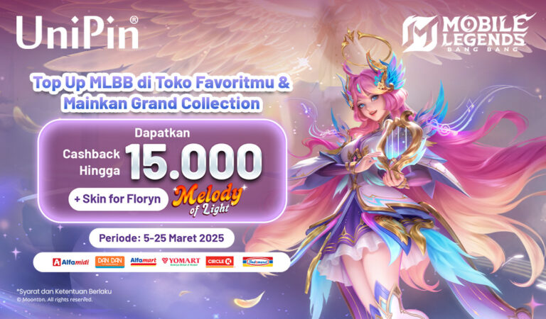 Beli Voucher UniPin di Toko Favoritmu, Main Grand Collection, Bonus 15K Credits & Skin Floryn!
