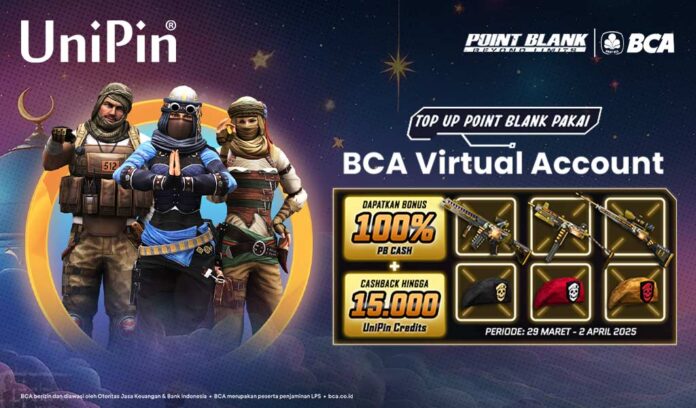 Top Up Point Blank Pakai BCA VA Bonus 100% PB Cash dan Cashback 5Rb UC