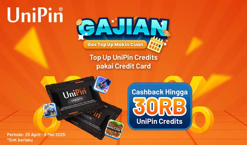 GAJIAN Makin Cuan : Top Up UniPin Credits Pakai CC Cashback Hingga 30K