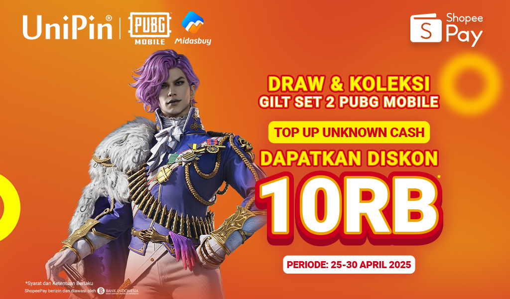 PUBG Mobile Gilt Set Malus Majesty – Diskon 10Ribu dengan Top Up Unknown Cash Pakai ShopeePay!