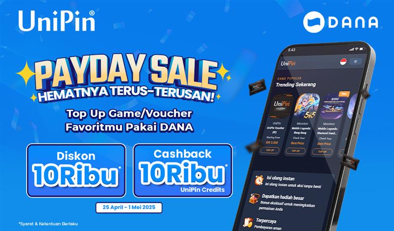 Promo Gajian 10Ribu – Diskon dan Cashback Spesial dengan Top Up di UniPin Pakai DANA!