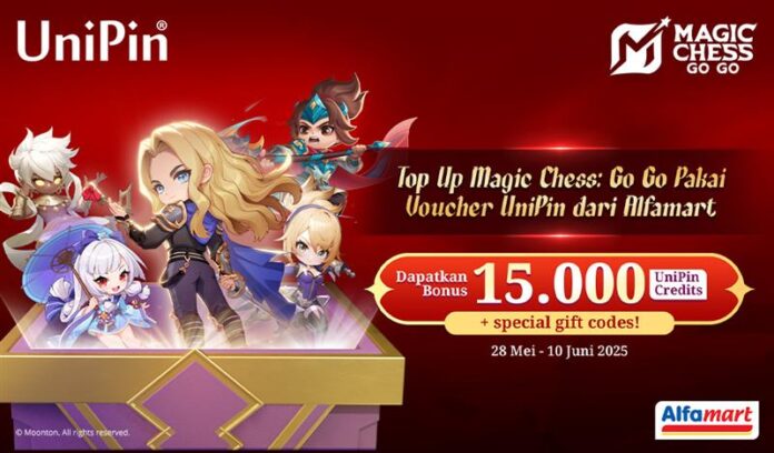 Top up Magic Chess: Go Go pakai Voucher UniPin dari Alfamart terdekat bisa dapetin Special Gift Code dan Bonus hingga 15.000 UniPin Credits
