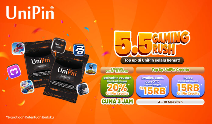 Cashback 20% Cuma di UniPin 5.5 Gaming Rush