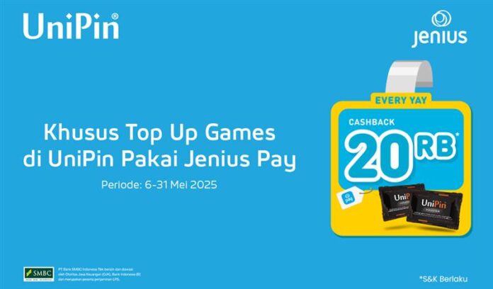 Cashback 20Ribu Khusus Top Up di UniPin Pakai Jenius Pay!