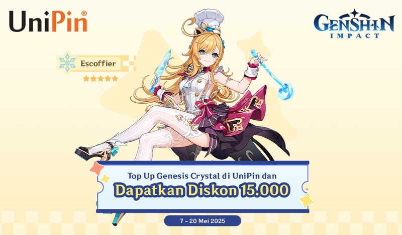 [Genshin Impact] Dapatkan Diskon 15K dengan Top Up Genesis Crystal di UniPin