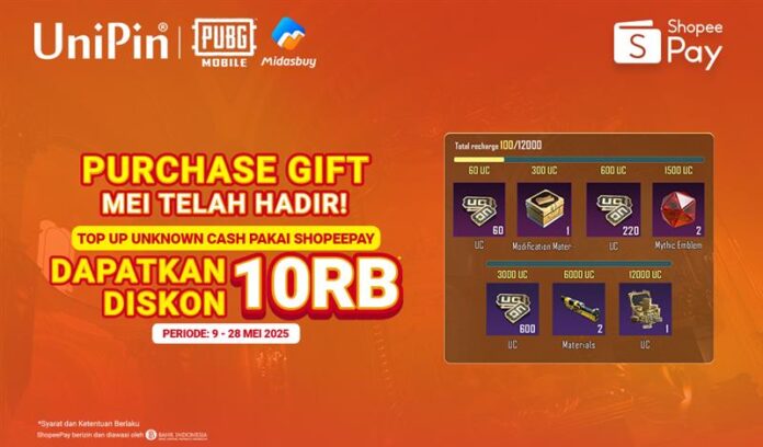 Purchase Gift Mei Telah Hadir – Diskon 10Ribu dengan Top Up Unknown Cash Pakai ShopeePay!