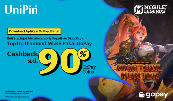 Skin Miya Gratis + Cashback 90%! Top Up MLBB Pakai GoPay!