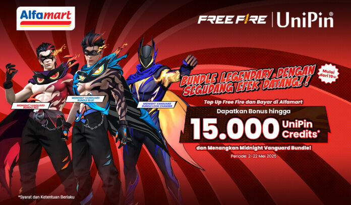 Top Up Free Fire di Alfamart, Bonus 15rb UC dan Bundle Legendary dengan Segudang Efek Datang!