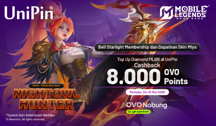 Top Up MLBB Pakai OVO, Dapat Skin Miya & Cashback 8Rb!