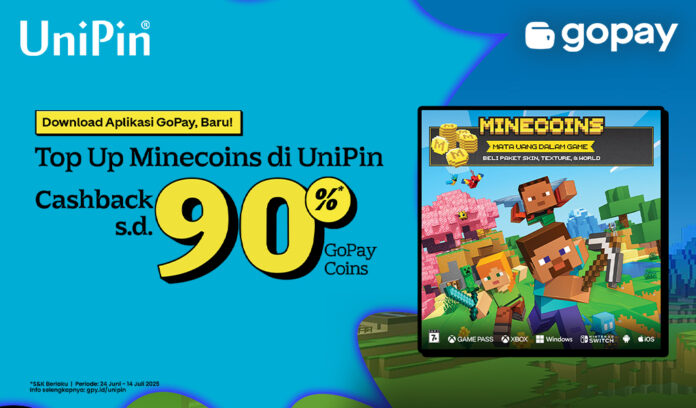 Ambil Cashback 90% GoPay Coins dengan Top Up Minecraft Pakai GoPay!
