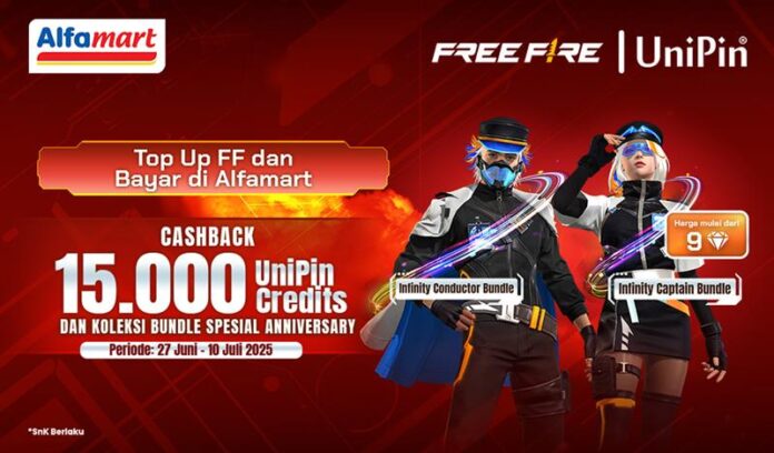 Anniversary Bundle Spesial FF! Bonus 15Ribu UC Top Up Diamond FF dan Bayar di Alfamart!