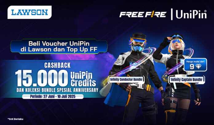 Anniversary Bundle Spesial FF! Bonus 15Ribu UC Top Up FF Pakai Voucher UniPin dari Lawson!