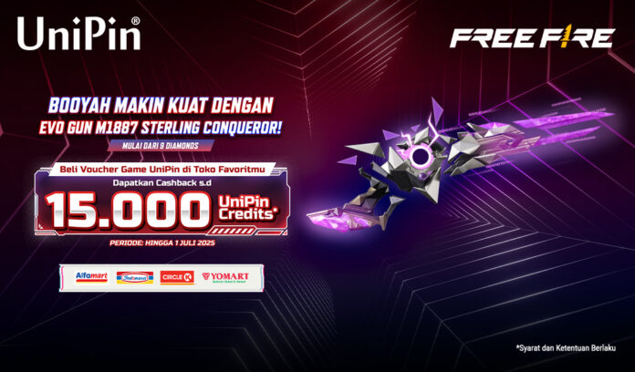 Beli Voucher UniPin dan Top Up FF, Cashback 15rb UC & miliki Evo Gun M1014 Sterling Conquero!