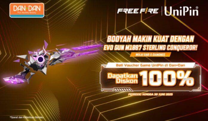 Beli Voucher UniPin di Dan+Dan Diskon 100% + Evo Gun M1014 Sterling Conquero!