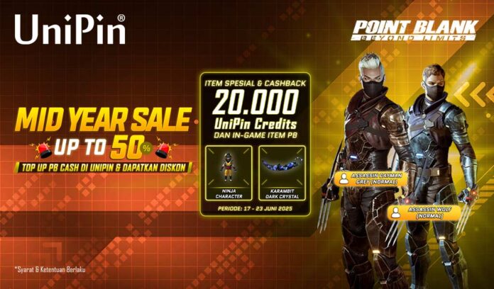 [Mid Year Sale] PB Cash di UniPin Diskon 50% + Cashback 20rb UC & Item In-Game